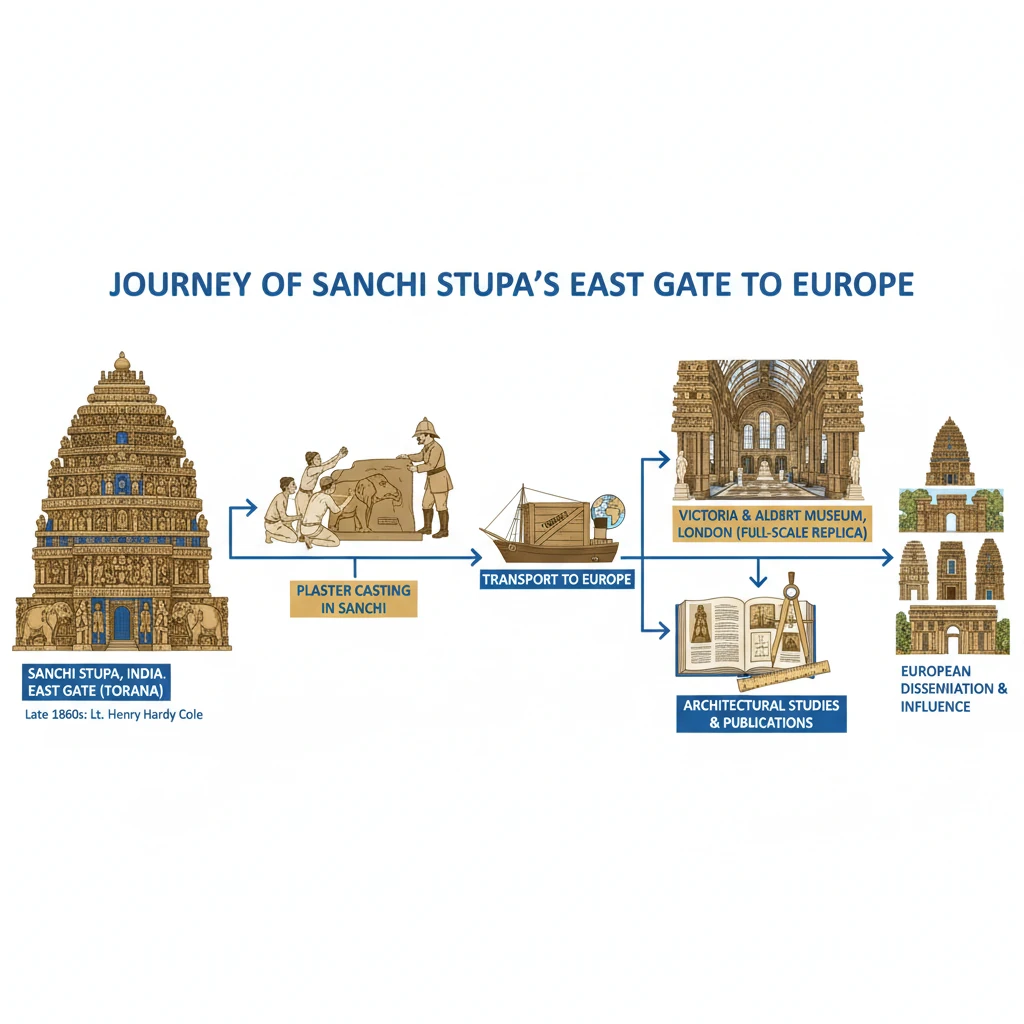 Journey of East Gate of Sanchi Stupa to Europe